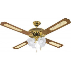 EUROLAMP 147-29004 Ανεμιστήρες οροφής ΜΕ 4 ΦΩΤΑ E27 ΚΑΦΕ ΧΡΥΣΟΣ Φ132 70W