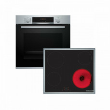 Bosch HBA574BS3 + PKE645BA2E σετ εντοιχισμού φούρνου Inox με Πυρόλυση και εστιών