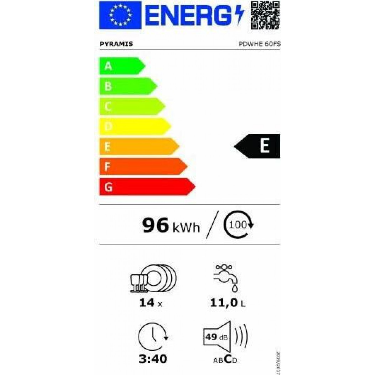 Pyramis PDWHE 60FS Ελεύθερο Πλυντήριο Πιάτων για 14 Σερβίτσια Π60cm Inox Pyramis PDWHE 60FS Ελεύθερο Πλυντήριο Πιάτων για 14 Σερβίτσια Π60cm Inox