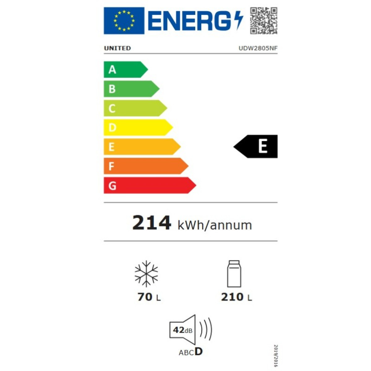 UNITED UDW2805NF Ψυγεία 350lt Full No Frost Υ151.7xΠ59.5xΒ65.8cm Λευκό UNITED UDW2805NF Ψυγεία 350lt Full No Frost Υ151.7xΠ59.5xΒ65.8cm Λευκό