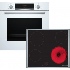 BOSCH HBA534BW3 + PKE645BA2E Φούρνος Λευκός και εστία