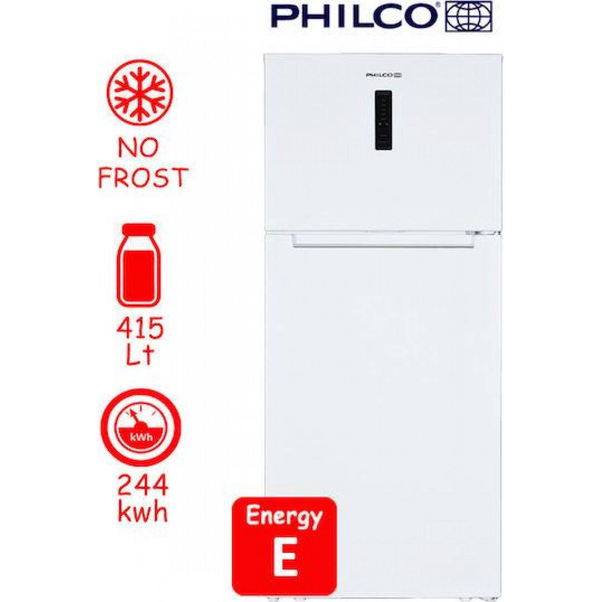 Philco PRF-470WE Ψυγείο Δίπορτο 415lt Total NoFrost Υ177xΠ70xΒ67cm Λευκό Philco PRF-470WE Ψυγείο Δίπορτο 415lt Total NoFrost Υ177xΠ70xΒ67cm Λευκό