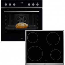 AEG OA5AE20AB +TA64RA00XB Set Φούρνος κάτω Πάγκου 71lt με Κεραμικές Εστίες Π60εκ. Μαύρος